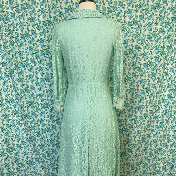Vintage 70s green lace dress by Miss Rubette - Picture 3 of 6